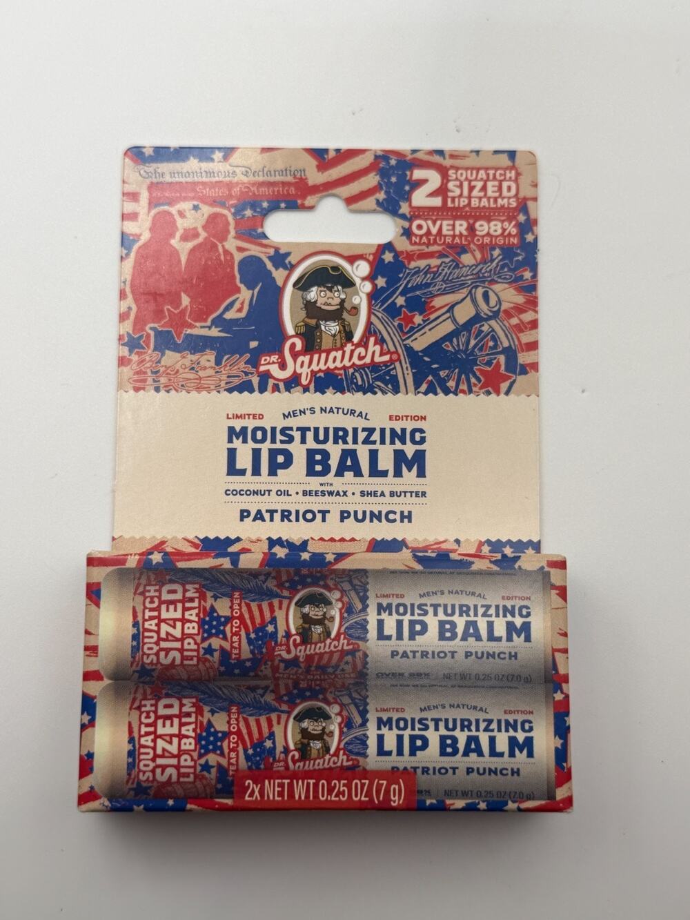 Dr. Squatch Patriot Punch Lip Balm 2 Pack Limited Edition